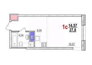 1-к квартира, строящийся дом, 28м2, 4/18 этаж