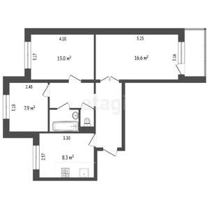 3-к квартира, вторичка, 61м2, 3/9 этаж