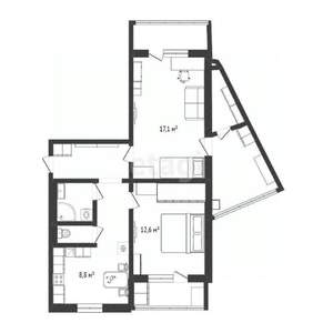 2-к квартира, вторичка, 51м2, 8/10 этаж