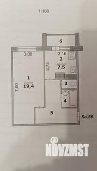 1-к квартира, вторичка, 41м2, 3/5 этаж