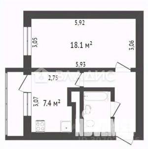 1-к квартира, вторичка, 34м2, 4/5 этаж