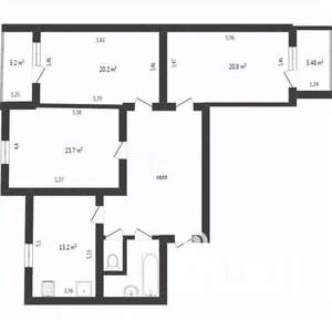 3-к квартира, вторичка, 86м2, 8/9 этаж