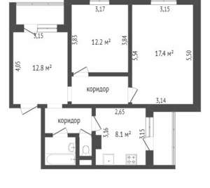 3-к квартира, вторичка, 63м2, 10/10 этаж