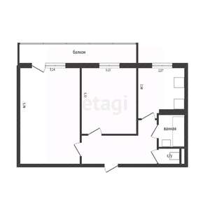 2-к квартира, вторичка, 52м2, 7/9 этаж