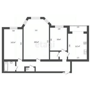 3-к квартира, вторичка, 73м2, 3/6 этаж
