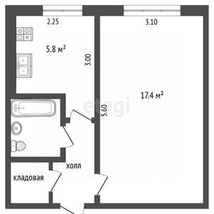 1-к квартира, вторичка, 31м2, 1/5 этаж