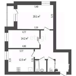 2-к квартира, вторичка, 68м2, 3/14 этаж