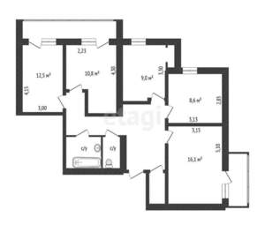 4-к квартира, вторичка, 116м2, 3/16 этаж