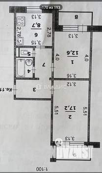 2-к квартира, вторичка, 51м2, 8/10 этаж