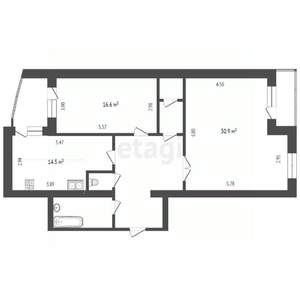 2-к квартира, вторичка, 94м2, 4/15 этаж