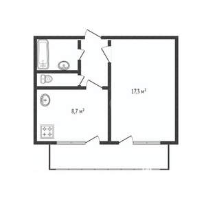 1-к квартира, вторичка, 33м2, 8/9 этаж