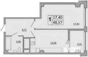 1-к квартира, вторичка, 48м2, 10/18 этаж