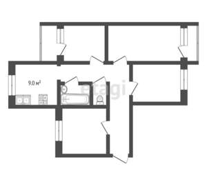 4-к квартира, вторичка, 80м2, 6/9 этаж
