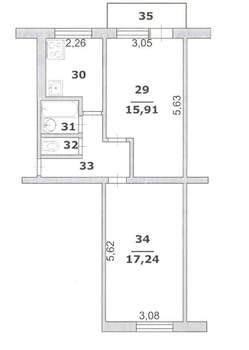 2-к квартира, вторичка, 47м2, 3/5 этаж