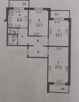 3-к квартира, вторичка, 69м2, 3/9 этаж