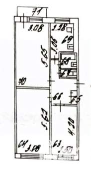 3-к квартира, вторичка, 62м2, 2/5 этаж