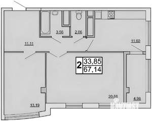 2-к квартира, вторичка, 68м2, 16/16 этаж