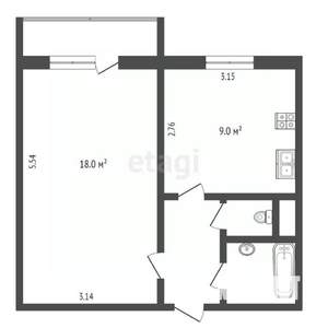 1-к квартира, вторичка, 35м2, 10/10 этаж