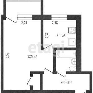 1-к квартира, вторичка, 30м2, 2/5 этаж