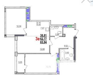 3-к квартира, вторичка, 66м2, 10/18 этаж
