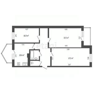 3-к квартира, вторичка, 69м2, 4/5 этаж