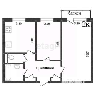 2-к квартира, вторичка, 51м2, 6/7 этаж