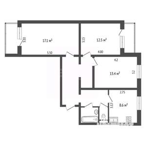 3-к квартира, вторичка, 71м2, 7/10 этаж