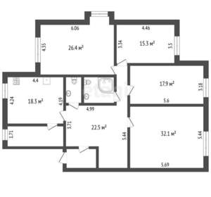 4-к квартира, вторичка, 156м2, 5/5 этаж