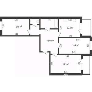 3-к квартира, вторичка, 88м2, 9/10 этаж