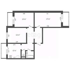 3-к квартира, вторичка, 69м2, 10/10 этаж