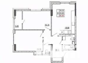 2-к квартира, вторичка, 67м2, 2/14 этаж