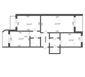 3-к квартира, вторичка, 93м2, 5/9 этаж