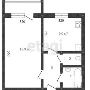 1-к квартира, вторичка, 34м2, 6/9 этаж