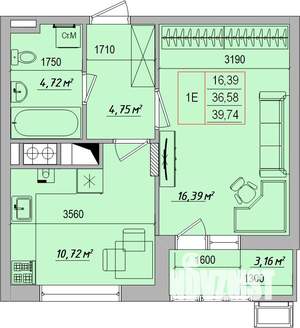 1-к квартира, вторичка, 40м2, 6/7 этаж
