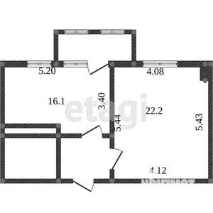 1-к квартира, вторичка, 44м2, 9/9 этаж
