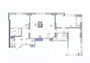 3-к квартира, вторичка, 110м2, 4/18 этаж