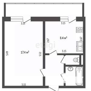 1-к квартира, вторичка, 34м2, 6/10 этаж