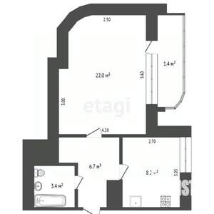 1-к квартира, вторичка, 40м2, 12/20 этаж