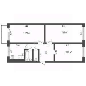 3-к квартира, вторичка, 63м2, 4/5 этаж