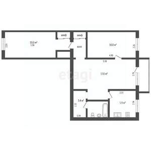 3-к квартира, вторичка, 51м2, 4/5 этаж