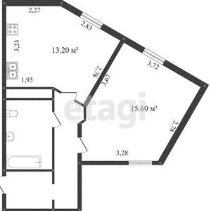 1-к квартира, вторичка, 48м2, 5/16 этаж