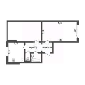 2-к квартира, вторичка, 43м2, 1/5 этаж