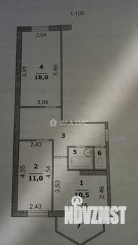 2-к квартира, вторичка, 57м2, 2/5 этаж