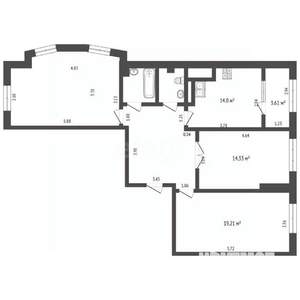 3-к квартира, сданный дом, 85м2, 12/16 этаж