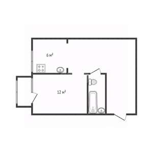 1-к квартира, вторичка, 30м2, 4/4 этаж