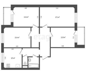 4-к квартира, вторичка, 83м2, 6/9 этаж