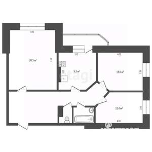 3-к квартира, вторичка, 73м2, 2/17 этаж