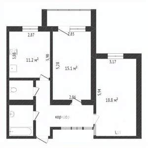2-к квартира, вторичка, 61м2, 3/17 этаж