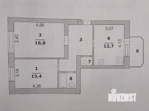 2-к квартира, вторичка, 57м2, 4/6 этаж