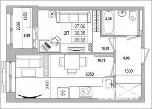 2-к квартира, вторичка, 39м2, 10/16 этаж